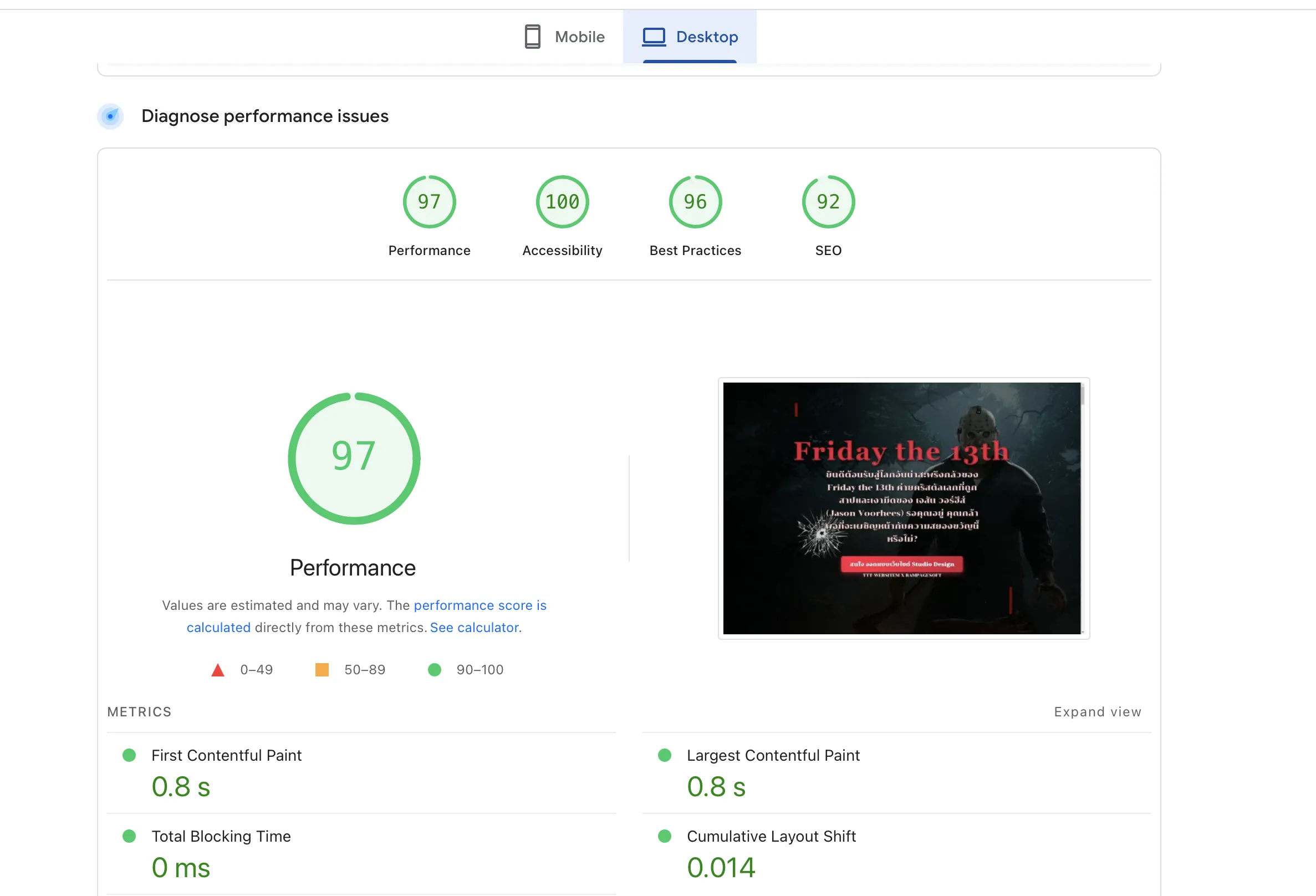 pagespeed FRIDAY 13